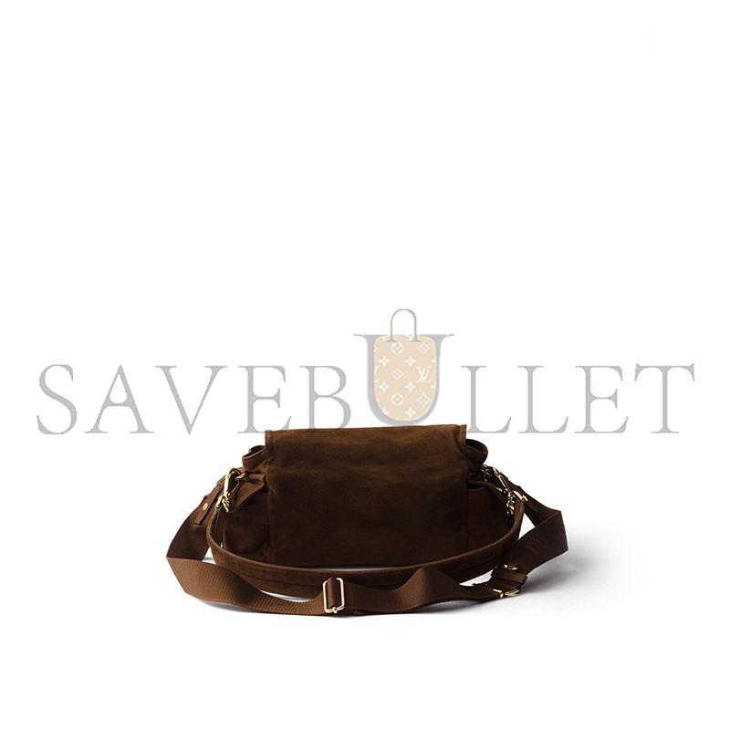 Pra*a explore medium suede shoulder bag with flap 1bd394 (30*14*10cm)